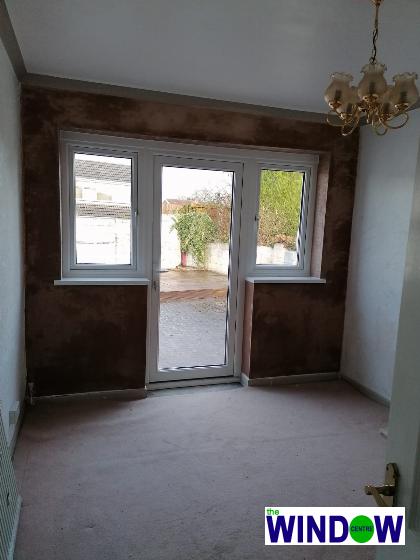 White uPVC Door with Flag Windows