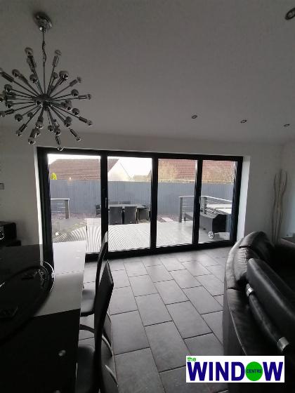 Bi-Folding doors in anthracite grey interior